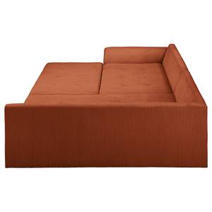 Ecksofa Meyford Cordstoff Lola: Kupfer - Ottomane davorstehend rechts - Mit Hocker