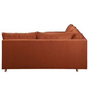 Ecksofa Meyford Cordstoff Lola: Kupfer - Ottomane davorstehend rechts - Mit Hocker