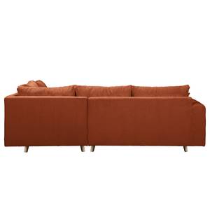 Ecksofa Meyford Cordstoff Lola: Kupfer - Ottomane davorstehend rechts - Mit Hocker