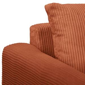 Ecksofa Meyford Cordstoff Lola: Kupfer - Ottomane davorstehend rechts - Mit Hocker