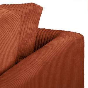 Ecksofa Meyford Cordstoff Lola: Kupfer - Ottomane davorstehend rechts - Mit Hocker