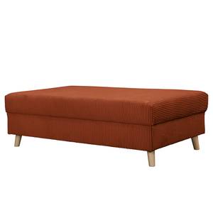 Ecksofa Meyford Cordstoff Lola: Kupfer - Ottomane davorstehend links - Mit Hocker