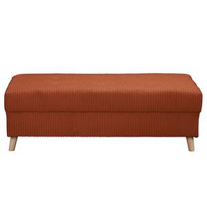 Ecksofa Meyford Cordstoff Lola: Kupfer - Ottomane davorstehend links - Mit Hocker