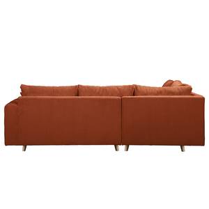 Ecksofa Meyford Cordstoff Lola: Kupfer - Ottomane davorstehend links - Mit Hocker