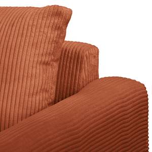 Ecksofa Meyford Cordstoff Lola: Kupfer - Ottomane davorstehend links - Mit Hocker