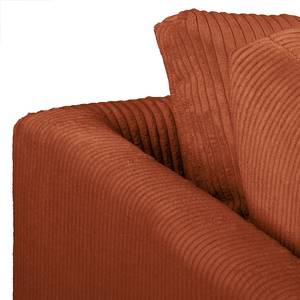 Ecksofa Meyford Cordstoff Lola: Kupfer - Ottomane davorstehend links - Mit Hocker