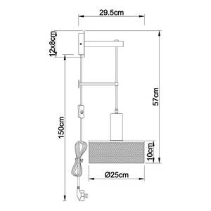 Applique murale Jedd - Type D Fer / Plexiglas - 1 ampoule