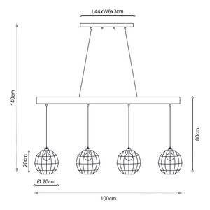 Hanglamp Hermi type E ijzer - 4 lichtbronnen