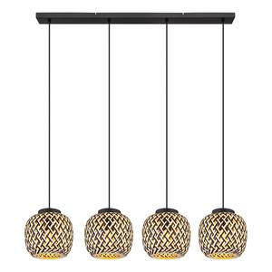 Suspension Colly - Type A Bambou massif / Fer - 4 ampoules