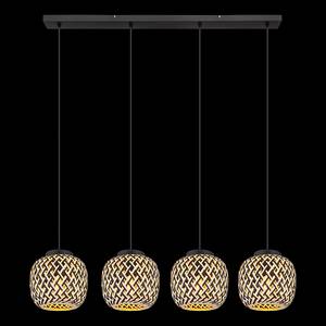 Suspension Colly - Type A Bambou massif / Fer - 4 ampoules