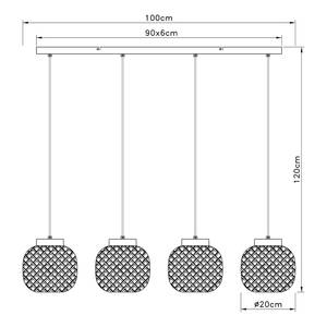 Suspension Colly - Type A Bambou massif / Fer - 4 ampoules