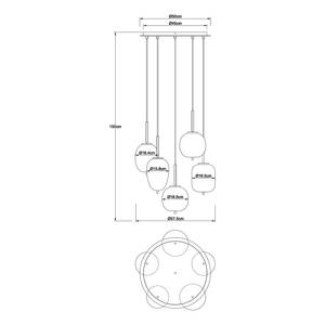 Hanglamp Blacky type G melkglas/ijzer - 5 lichtbronnen