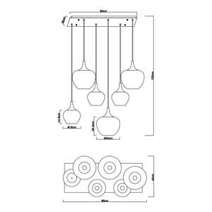 Lampada a sospensione Maxy A Vetro colorato / Ferro - Numero di lampadine necessarie: 6