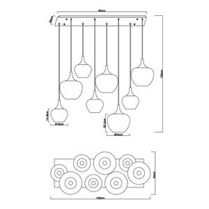 Suspension Maxy - Type A Verre coloré / Fer - Nb d'ampoules : 8