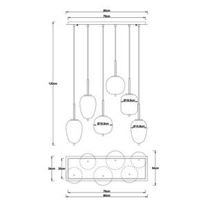 Lampada a sospensione Blacky H Vetro opalino / Ferro - 6 punto luce