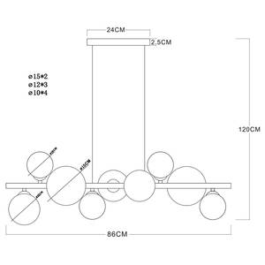 LED-hanglamp Riha gekleurd glas/ijzer - 9 lichtbronnen