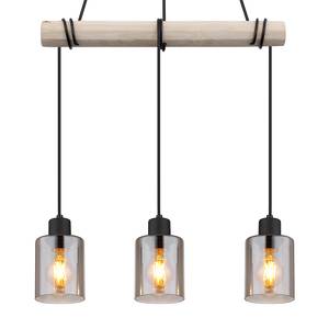 Suspension Hadera Eucalyptus massif / Verre coloré - 3 ampoules