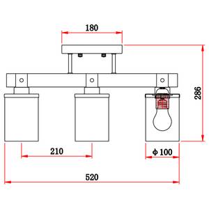 Plafondlamp Lila gekleurd glas/ijzer - 3 lichtbronnen