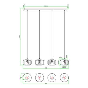 Pendelleuchte Frostman Typ B Farbglas / Eisen - 4-flammig