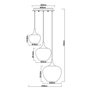 Hanglamp Maxy type A gekleurd glas/ijzer - Aantal lichtbronnen: 3