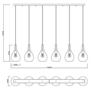 Hanglamp Torsbreen gekleurd glas/ijzer - Aantal lichtbronnen: 6