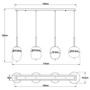 Suspension Blacky - Type F Verre dépoli / Fer - 4 ampoules