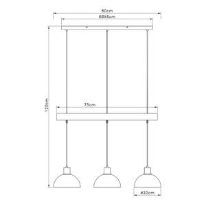 Pendelleuchte Lindi Typ A Farbglas / Eisen - 3-flammig