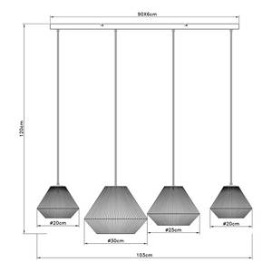 Lampada a sospensione Houdini A Fibra naturale / Ferro - Numero di lampadine necessarie: 4