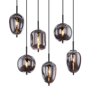 Hanglamp Blacky type C melkglas/ijzer - 6 lichtbronnen