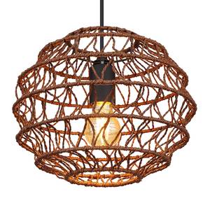 Hanglamp Rivard papier/ijzer - 1 lichtbron - Bruin - Diameter: 29 cm