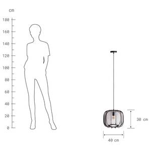 Suspension AMAL Fer / Polyester - 1 ampoule - Noir - Diamètre : 40 cm