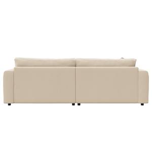 Hoekbank LAYAA met chaise longue Geweven stof Saia: Beige - Breedte: 238 cm - Longchair vooraanzicht links