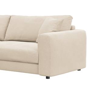 Hoekbank LAYAA met chaise longue Geweven stof Saia: Beige - Breedte: 238 cm - Longchair vooraanzicht links