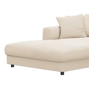 Hoekbank LAYAA met chaise longue Geweven stof Saia: Beige - Breedte: 238 cm - Longchair vooraanzicht links