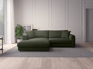 Ecksofa LAYAA mit Longchair Webstoff Saia: Graugrün meliert - Breite: 238 cm - Longchair davorstehend links