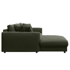 Ecksofa LAYAA mit Longchair Webstoff Saia: Graugrün meliert - Breite: 238 cm - Longchair davorstehend links