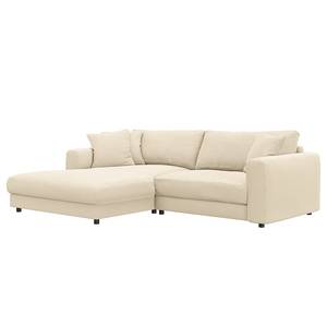 Hoekbank LAYAA met chaise longue Corduroy Snor: Beige - Breedte: 238 cm - Longchair vooraanzicht links