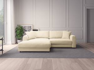 Hoekbank LAYAA met chaise longue Corduroy Snor: Beige - Breedte: 238 cm - Longchair vooraanzicht links