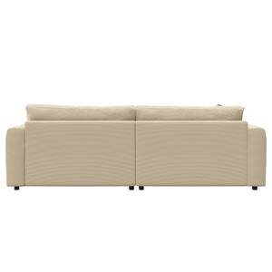 Hoekbank LAYAA met chaise longue Corduroy Snor: Beige - Breedte: 238 cm - Longchair vooraanzicht links