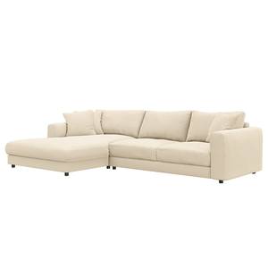 Ecksofa LAYAA mit Longchair Cordstoff Snor: Beige - Breite: 286 cm - Longchair davorstehend links