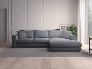 Ecksofa LAYAA mit Longchair Webstoff Saia: Steingrau - Breite: 286 cm - Longchair davorstehend rechts