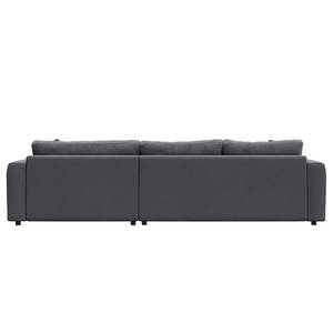 Ecksofa LAYAA mit Longchair Webstoff Saia: Steingrau - Breite: 286 cm - Longchair davorstehend rechts