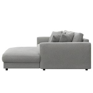 Hoekbank LAYAA met chaise longue Geweven stof Saia: Lichtgrijs - Breedte: 238 cm - Longchair vooraanzicht rechts