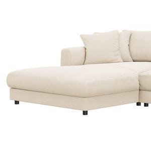 Hoekbank LAYAA met chaise longue Geweven stof Saia: Beige - Breedte: 286 cm - Longchair vooraanzicht links