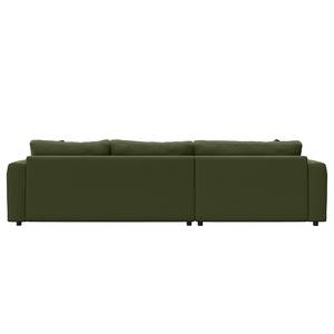 Hoekbank LAYAA met chaise longue Corduroy Snor: Groen - Breedte: 286 cm - Longchair vooraanzicht links