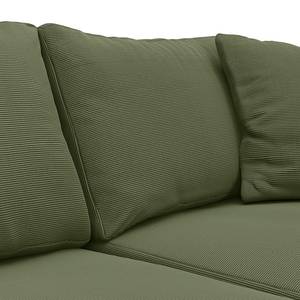 Hoekbank LAYAA met chaise longue Corduroy Snor: Groen - Breedte: 286 cm - Longchair vooraanzicht links