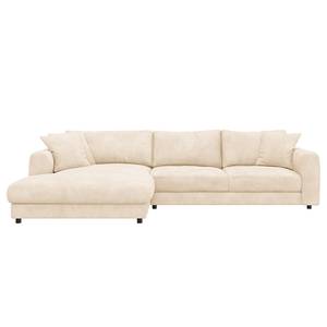 Ecksofa LAYAA mit Longchair Bouclé Stoff Bony: Beige - Breite: 286 cm - Longchair davorstehend links