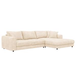 Hoekbank LAYAA met chaise longue Bouclé Stof Bony: Beige - Breedte: 286 cm - Longchair vooraanzicht rechts