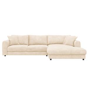 Ecksofa LAYAA mit Longchair Bouclé Stoff Bony: Beige - Breite: 286 cm - Longchair davorstehend rechts