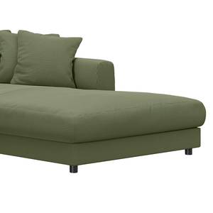 Ecksofa LAYAA mit Longchair Cordstoff Snor: Grün - Breite: 286 cm - Longchair davorstehend rechts